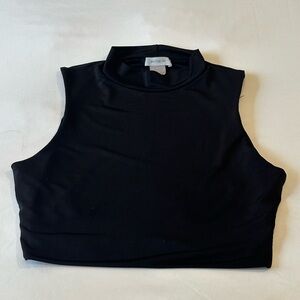 Black Mock Neck Crop Top